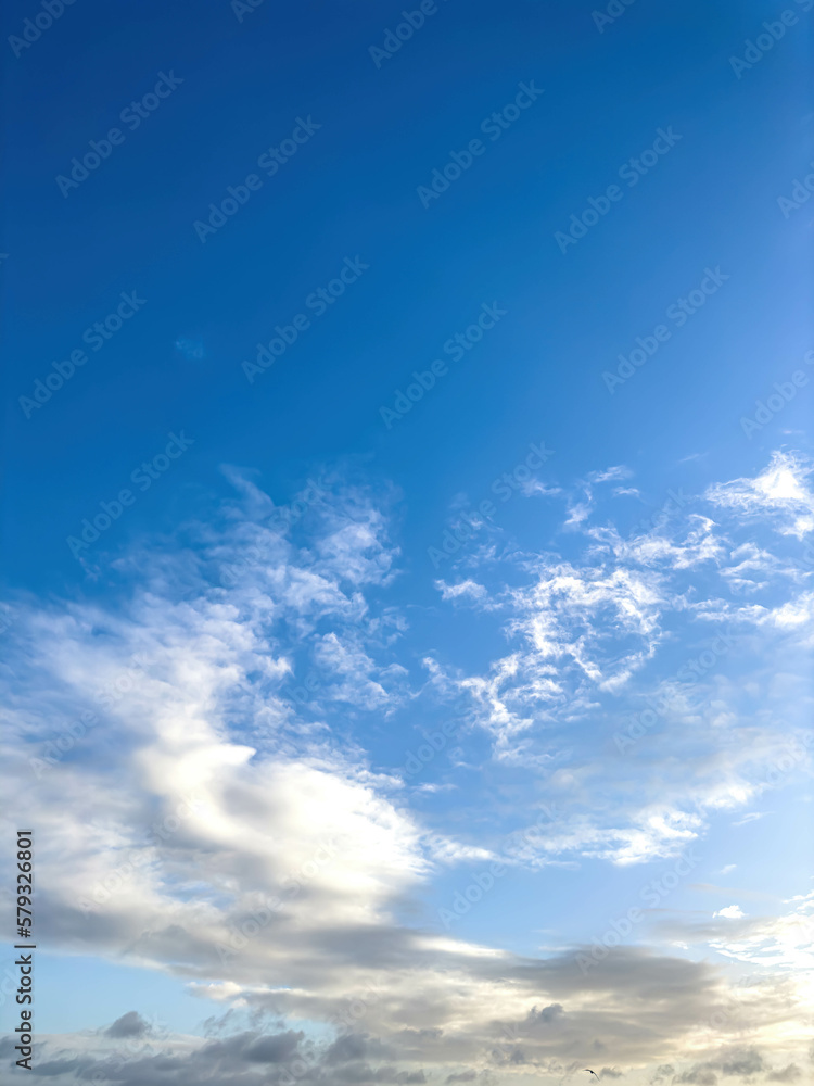 Blue skies with white clouds, copy space.