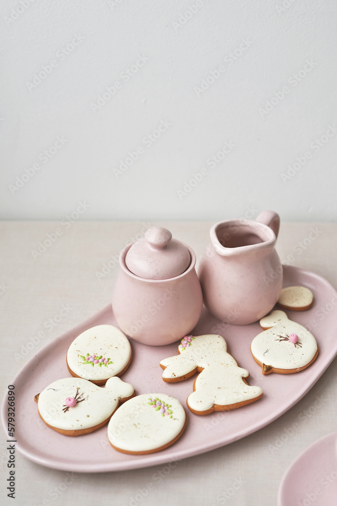 Happy Easter background. Easter gingerbread and decor Happy Easter background. Easter gingerbread and decor