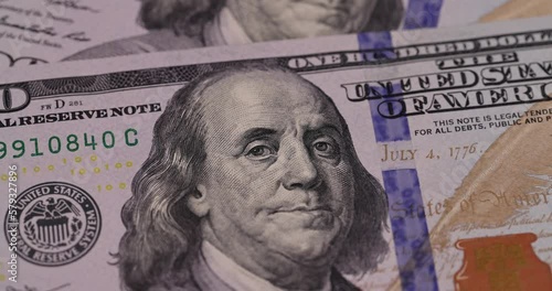 Wallpaper Mural One hundred American dollars close-up, details of a genuine American 100 banknote Torontodigital.ca