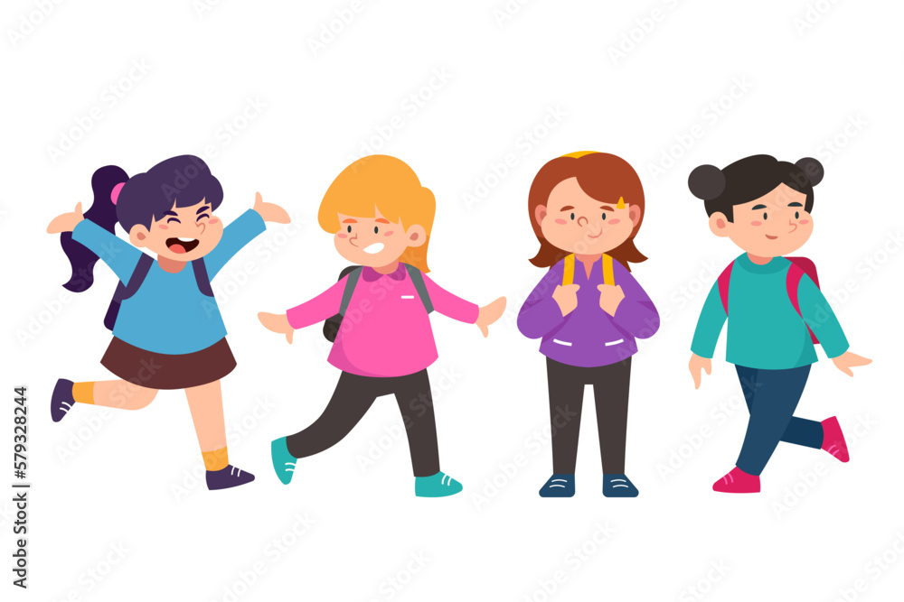 school student character, Back to school girls cartoon collection in college, university and graduate girl student student's education life vector school student character, Back to school girls cartoon collection in college, university and graduate girl student student's education life vector