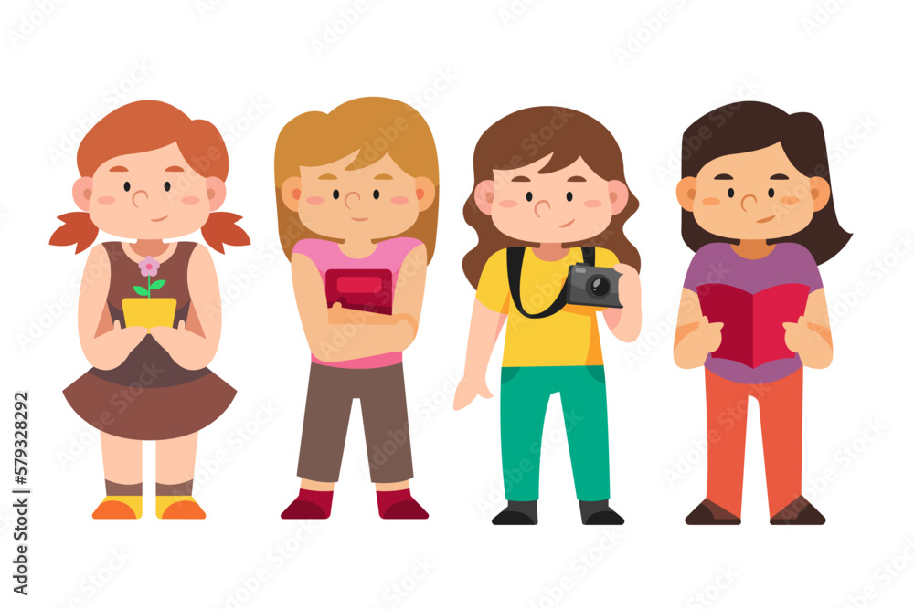 school students character, Back to school boys and girl cartoon collection in college, university and graduate boy and girl student student's education life vector 