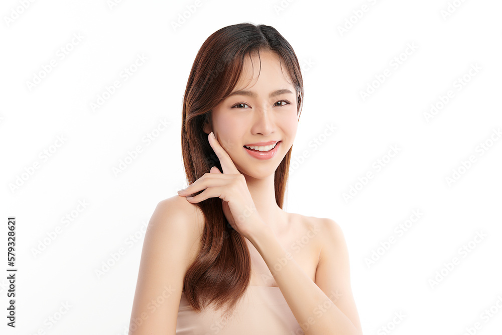 Beautiful young asian woman with clean fresh skin on white background, Face care, Facial treatment, Cosmetology, beauty and spa, Asian women portrait. Beautiful young asian woman with clean fresh skin on white background, Face care, Facial treatment, Cosmetology, beauty and spa, Asian women portrait.