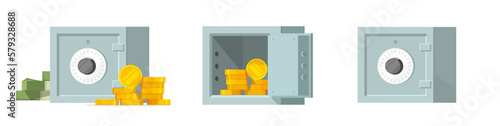 Canvastavla Safe vault money box icon vector, bank deposit cash flat and 3d graphic design,
