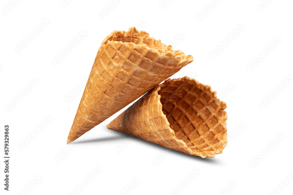 Two ice cream cone isolated on white background. Food. Two ice cream cone isolated on white background. Food.