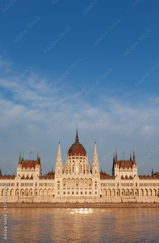 View on Budapest Parliament building across the river at daytime