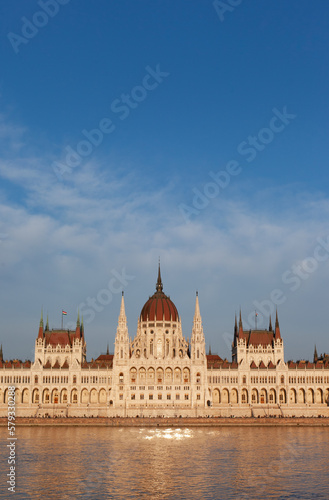 View on Budapest Parliament building across the river at daytime