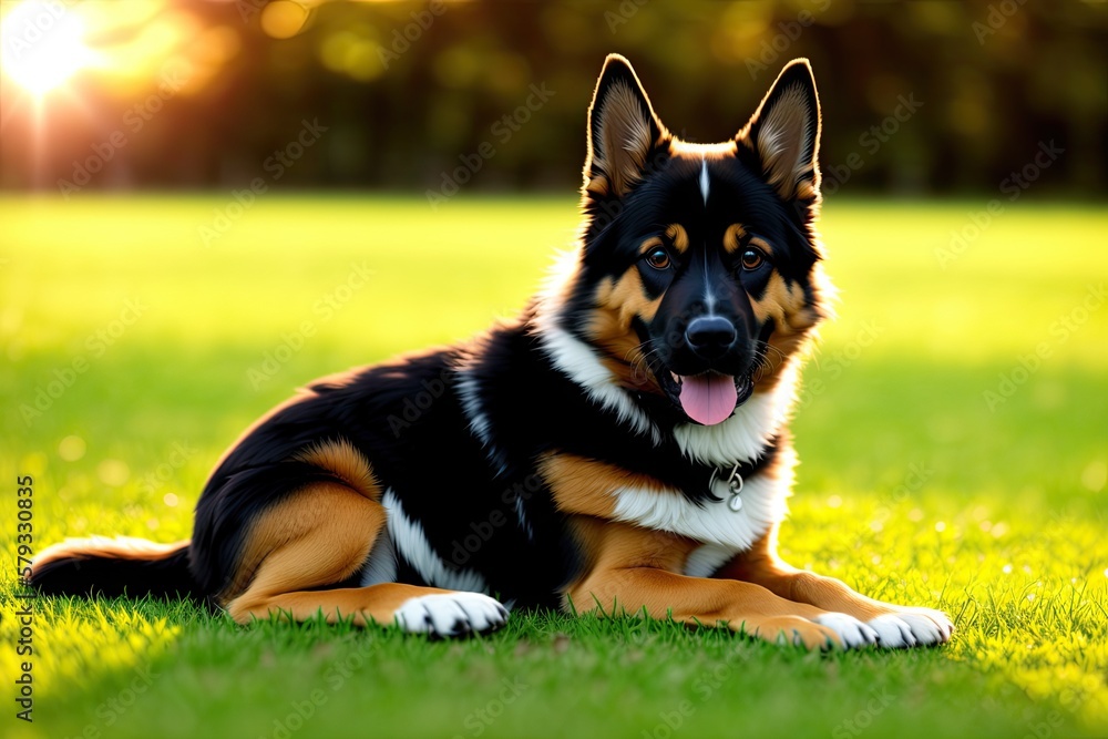 German shepherd dog, smart and easy to train, generative ai, beautiful dog portrait German shepherd dog, smart and easy to train, generative ai, beautiful dog portrait