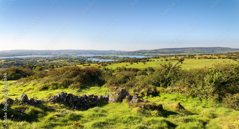 W. from Moytura to Lough Arrow, Co. Sligo, Ireland. Site of Second Battle of Moytura and many ancient cairn burials. Tuatha De Danann. Formorians