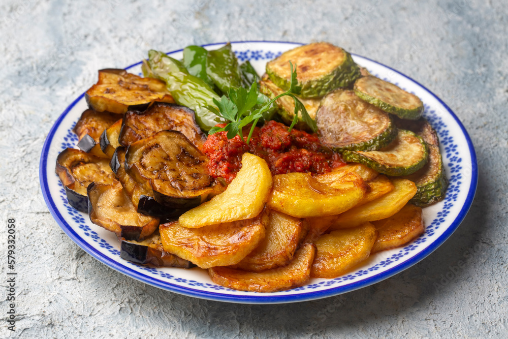 Turkish style mixed vegetable fried (Karisik Kizartma)