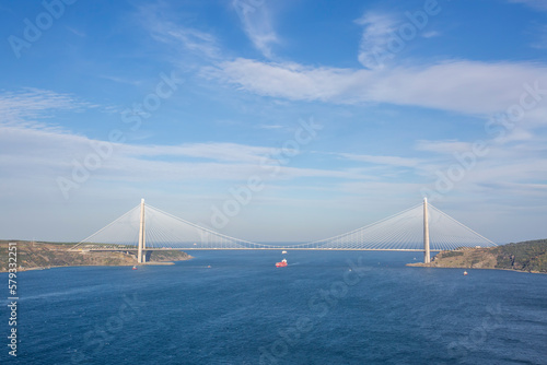 Yavuz Sultan Selim Bridge in Istanbul, Turkey. 3rd Bosphorus Bridge and Northern Marmara Motorway.
