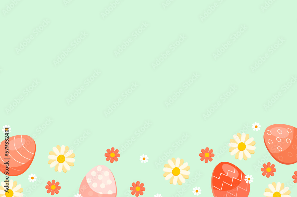 Easter card with eggs and flowers