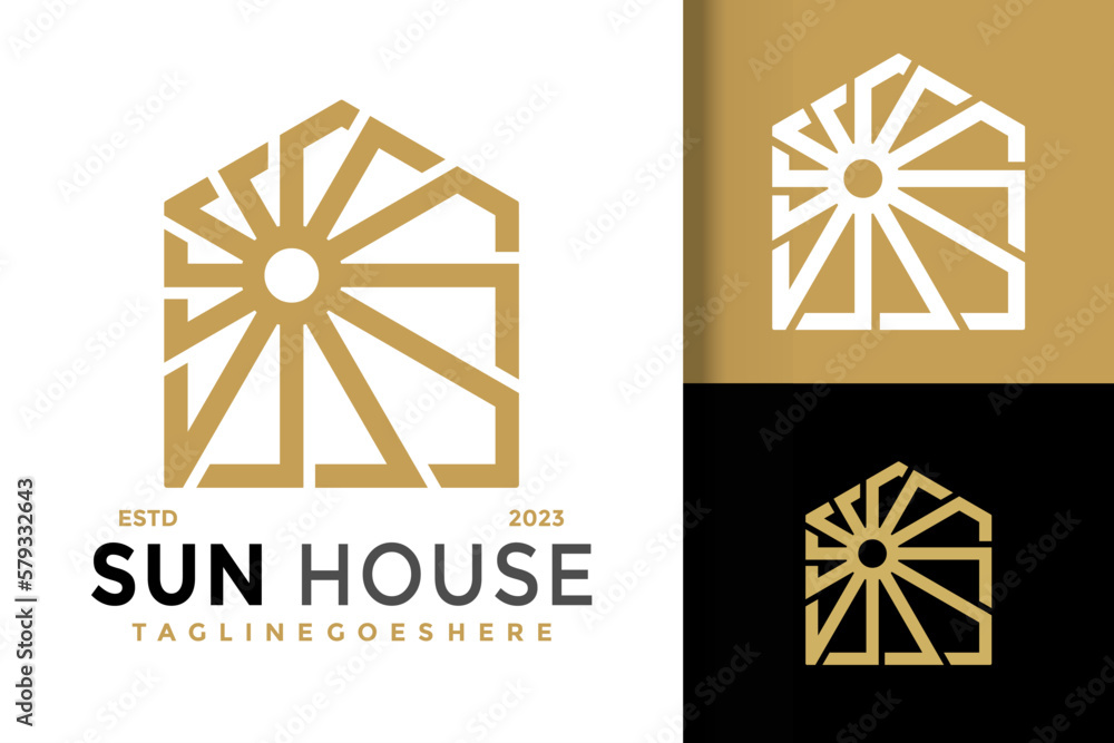 Sun house estate logo vector icon illustration Sun house estate logo vector icon illustration
