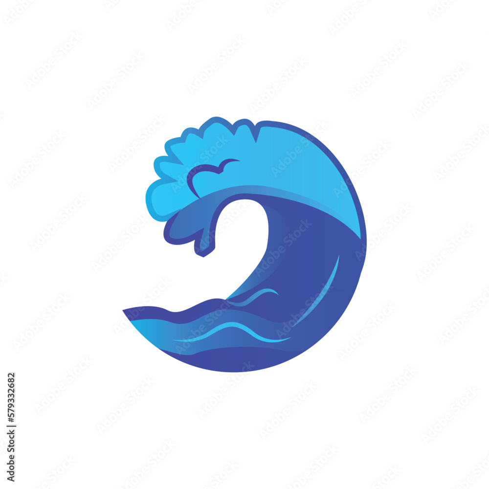 Obraz premium Wave and tide blue icon vector