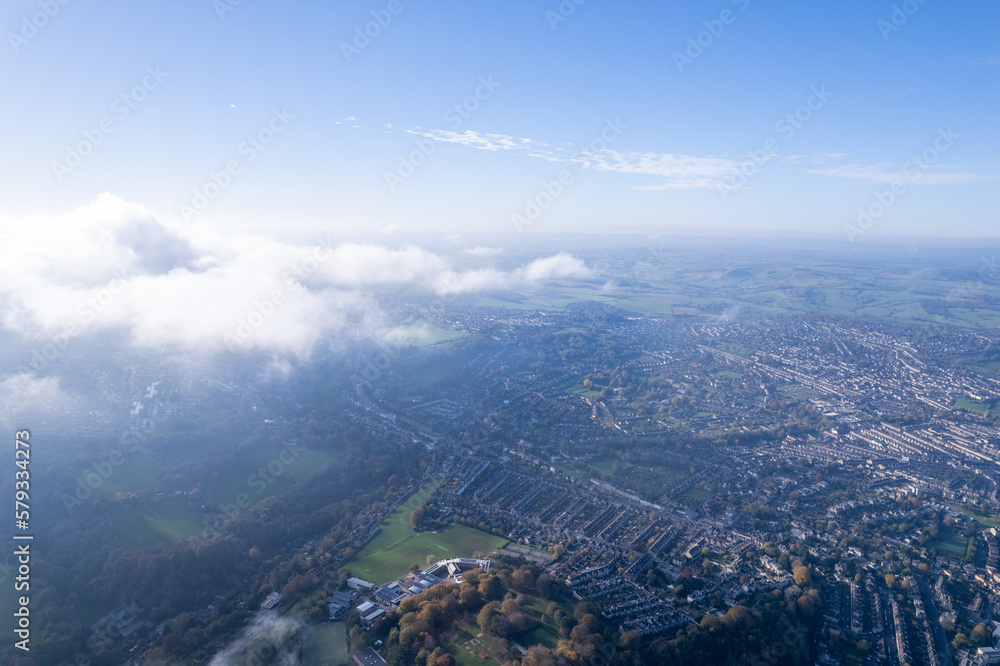 Amazing beautiful aerial view of the Bath Spa, Famous tourist location of England, Great British