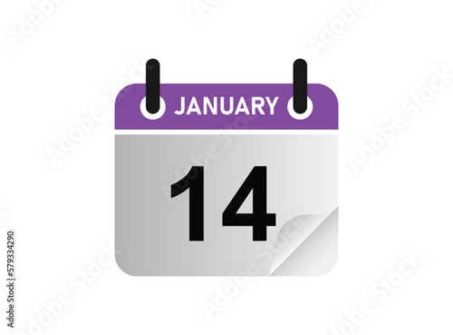 14th January calendar icon. January 14 calendar Date Month. eps 10. © SISIRA