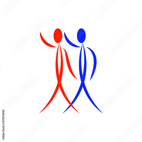 Dancing couple logo. Vector abstract colorful silhouettes. photo