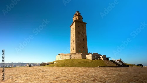 Hercules Tower, A Coruna, Galicia, Spain. High quality 4k footage