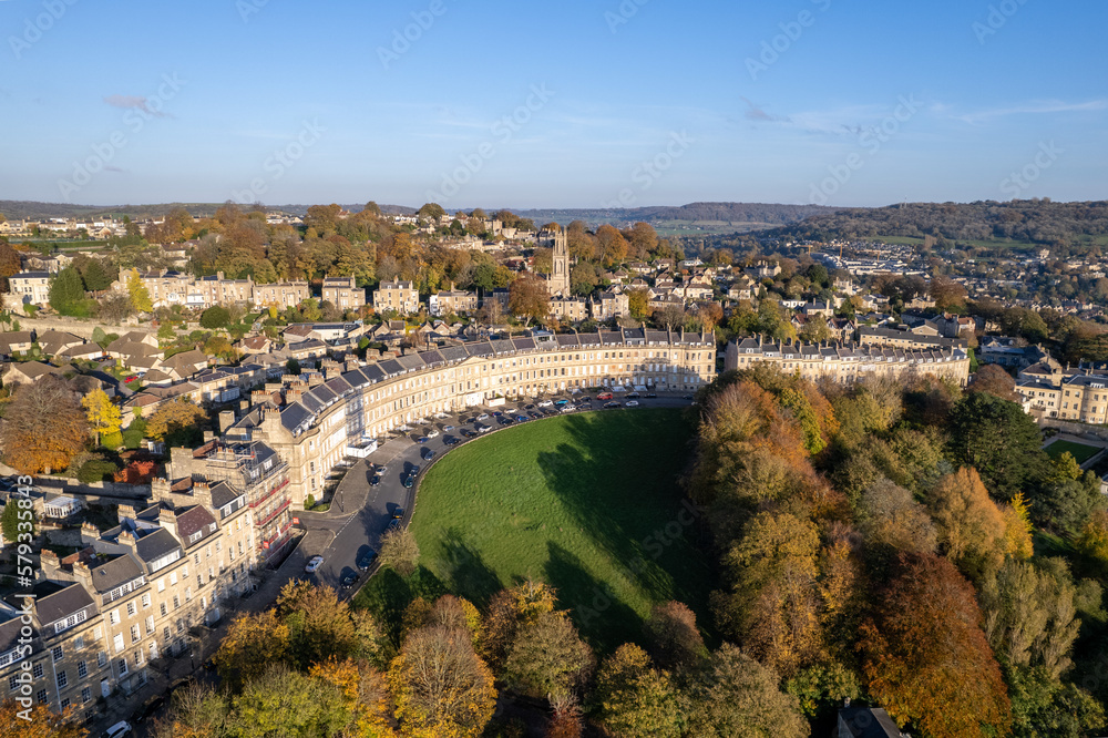Amazing beautiful aerial view near the Royal Victoria Park, the Bath Spa, Famous tourist location of England, Great British