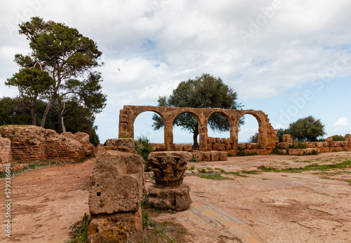 Famous Roman ruin at the city of tipasa, in the heart of ancient Rome in algeria