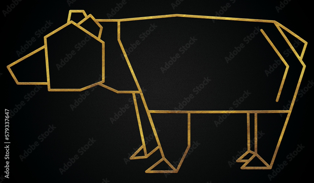 Polygonal geometric bear with golden effect Polygonal geometric bear with golden effect
