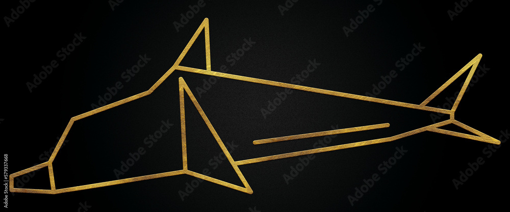 Polygonal geometric Shark with golden effect Polygonal geometric Shark with golden effect