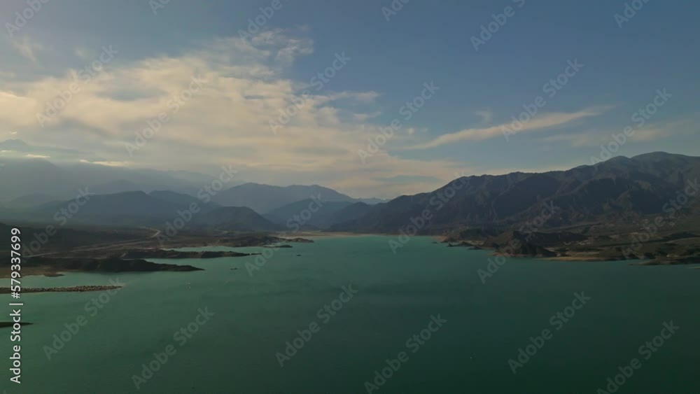 Aerial establishing shot of the vast landscape in Mendoza, Argentina Aerial establishing shot of the vast landscape in Mendoza, Argentina