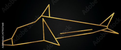 Polygonal geometric Shark with golden effect