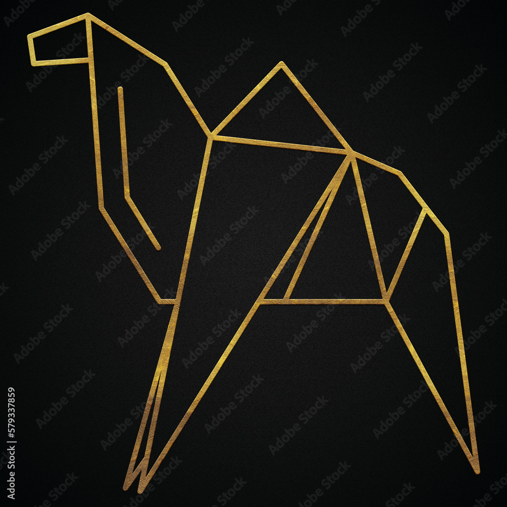 Polygonal geometric Camel with golden effect Polygonal geometric Camel with golden effect