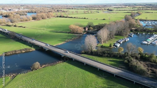 Road bridge  St Ives Cambridgeshire UK drone aerial view photo