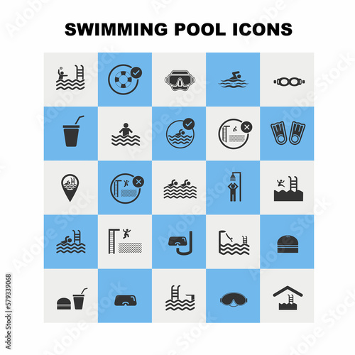 set swimming pool icons collection