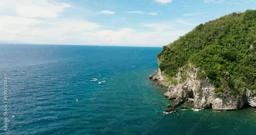 Top view of rocky coast of a tropical island. Apo Island. Negros, Philippines. Top view of rocky coast of a tropical island. Apo Island. Negros, Philippines.