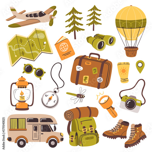 Fotografiet Explore and travel clipart collection