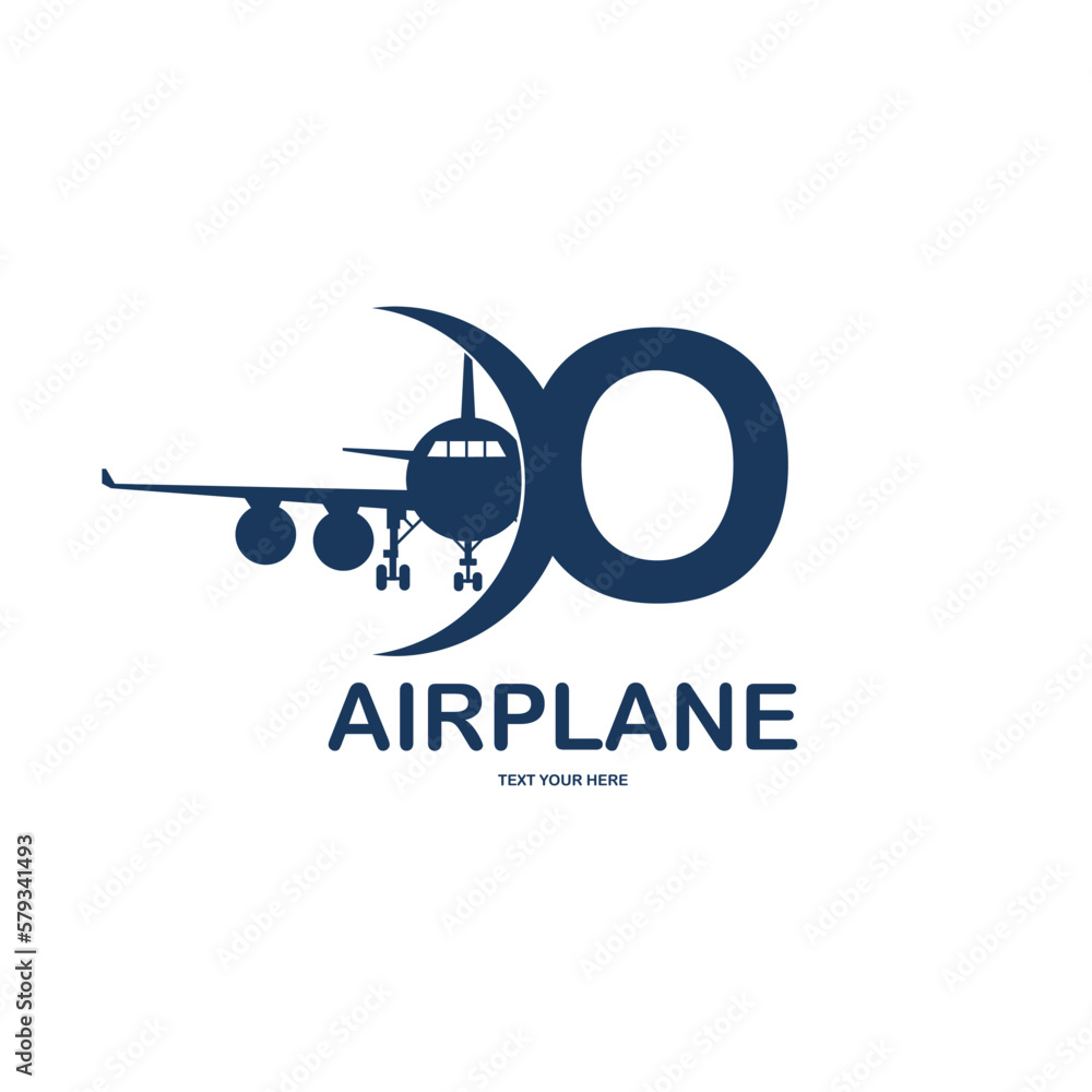 Letter O with airplane vector logo template. Fonts for event, promo, logo, banner, monogram and poster. Alphabet label symbol for branding and identity Letter O with airplane vector logo template. Fonts for event, promo, logo, banner, monogram and poster. Alphabet label symbol for branding and identity