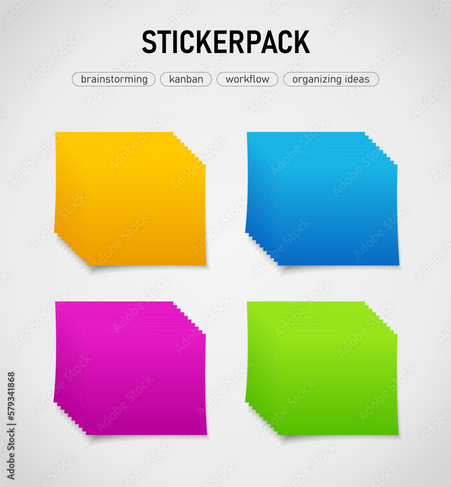 Vector paper-like sticker pack for digital remote workflow, brainstorming sessions, organizing ideas, kanban methodology etc. Vector paper-like sticker pack for digital remote workflow, brainstorming sessions, organizing ideas, kanban methodology etc.