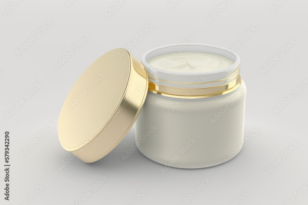 Jar with cream on a white background. AI generative. Jar with cream on a white background. AI generative.