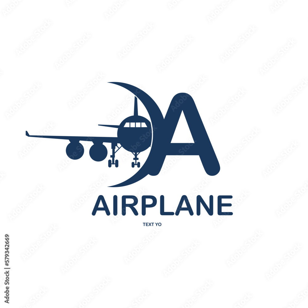 Letter A with airplane vector logo template. Fonts for event, promo, logo, banner, monogram and poster. Alphabet label symbol for branding and identity Letter A with airplane vector logo template. Fonts for event, promo, logo, banner, monogram and poster. Alphabet label symbol for branding and identity