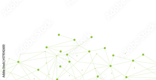 Green network. Abstract connection on white background. Network technology background with dots and lines for desktop. Ai system background. Abstract data concept. Line background, network technology