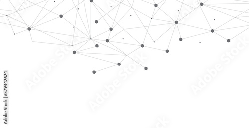 Grey network. Abstract connection on white background. Network technology background with dots and lines for desktop. Ai system background. Abstract data concept. Line background  network technology