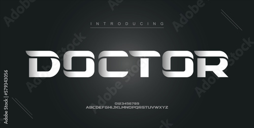 Doctor digital modern alphabet new font. Creative abstract urban, futuristic, fashion, sport, minimal technology typography. Simple vector illustration with number