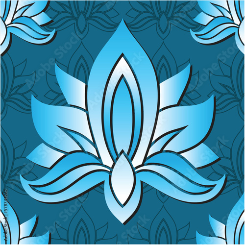 blue faded flower patter square shape