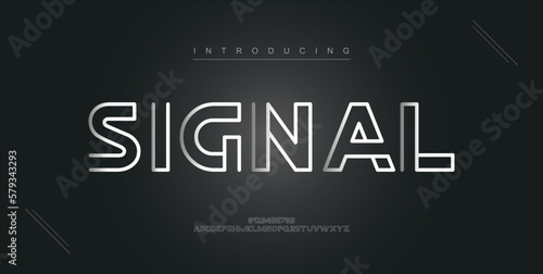 Signal digital modern alphabet new font. Creative abstract urban, futuristic, fashion, sport, minimal technology typography. Simple vector illustration with number