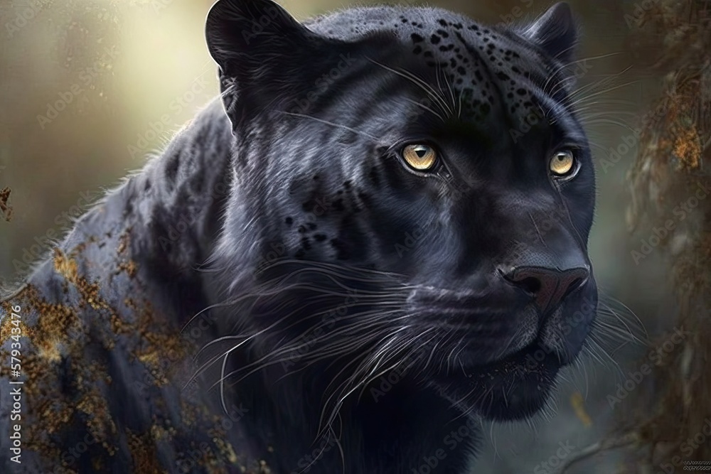 Amazingly stunning black panther. Generative AI