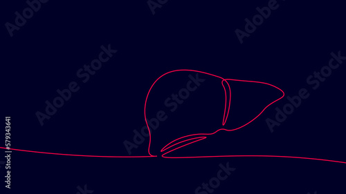 Single continuous line art anatomical human liver silhouette. Healthy medicine concept design world liver health day one sketch outline drawing vector illustration
