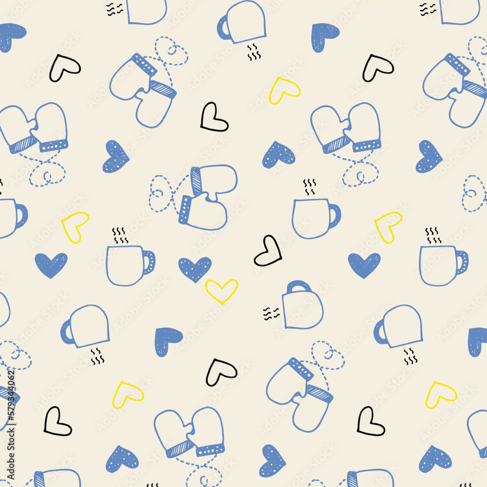 heart and cups seamless pattern heart and cups seamless pattern