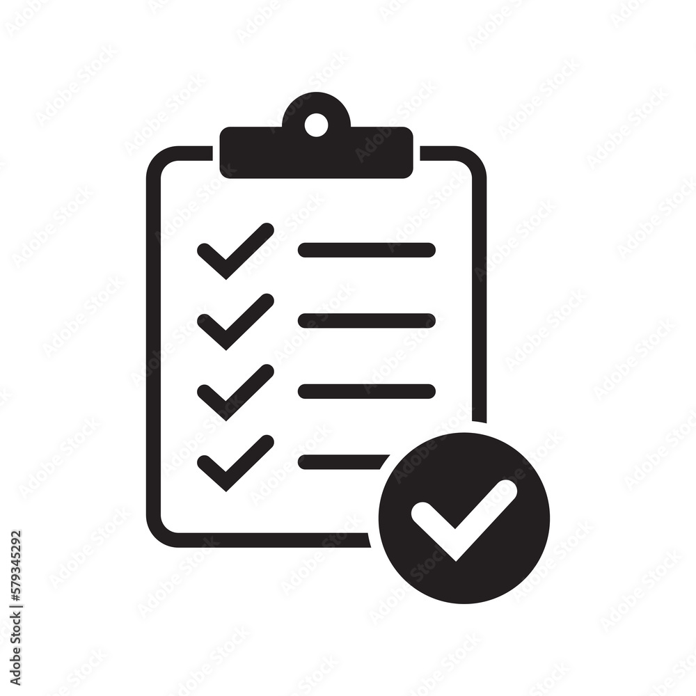 Fototapeta premium Clipboard with check mark icon isolated on background. Checklist sign symbol for web site and app design.