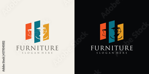 set of chairs, tables, collection of furniture logos and home decorative lights