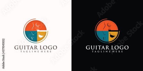 Photography Acoustic guitar music minimalist logo design collection