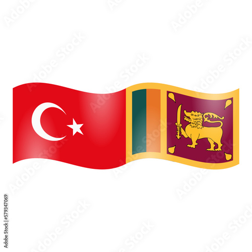 National flags of Turkiye and Sri Lanka