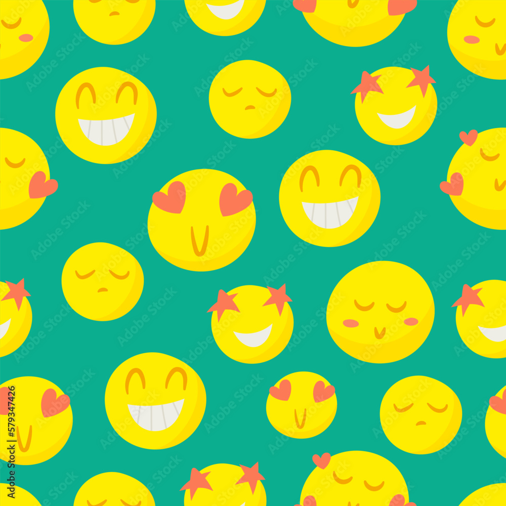 Fototapeta premium A pattern of bright emoticons. Seamless cartoon pattern. 