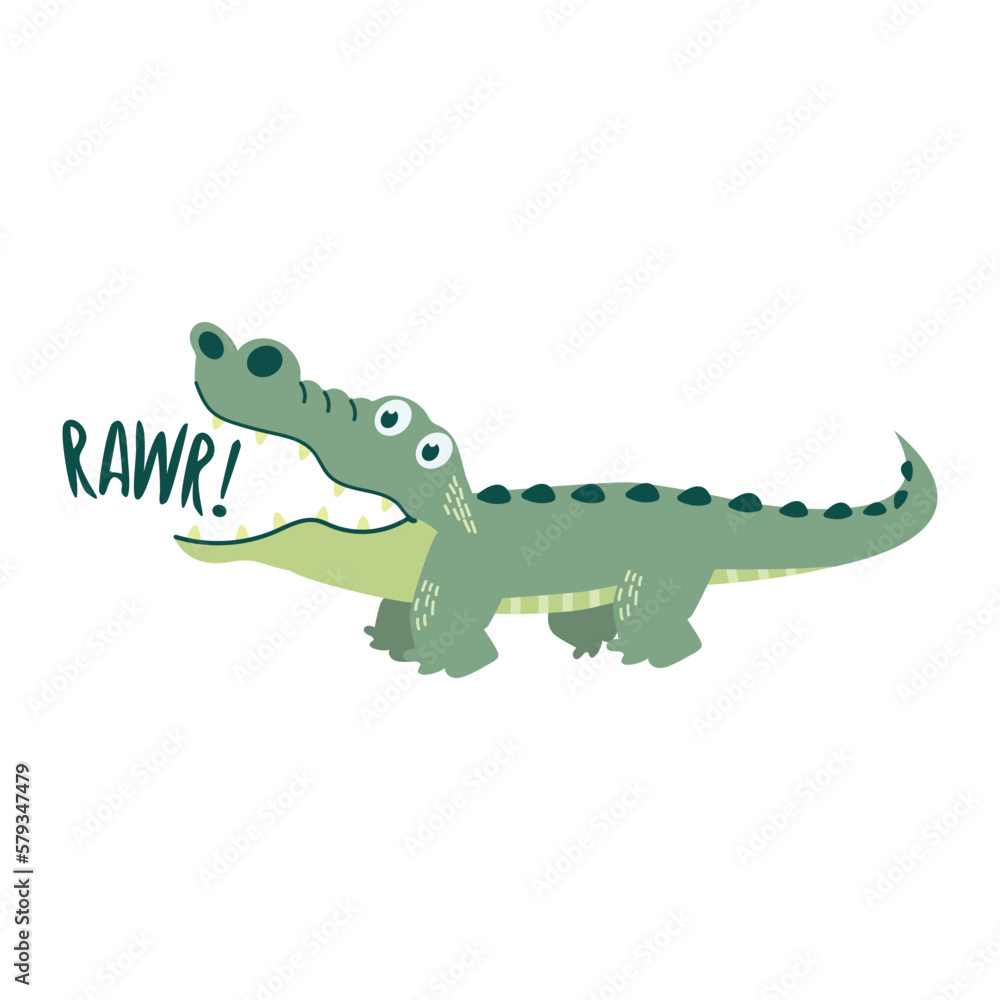 Fototapeta premium Cute crocodile open mouth roaring